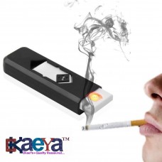 OkaeYa Electronic USB Windproof Rechargeable Cigarette Lighter (Black/White)